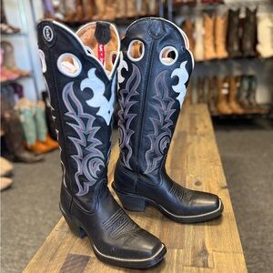 TONY LAMA BUCKAROO 3R TALL KNEE HIGH BLACK COWGIRL COWBOY WESTERN BOOTS SZ 6.5